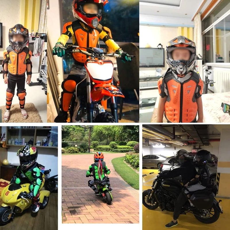 Kelendle Kids Motorcycle Armor Vest Suit Body Dirt Bike Protective Gear Youth Chest Spine Protector Child Elbow Knee Pads for Outdoor Racing Riding Skating Snowboarding Skiing - Image 5